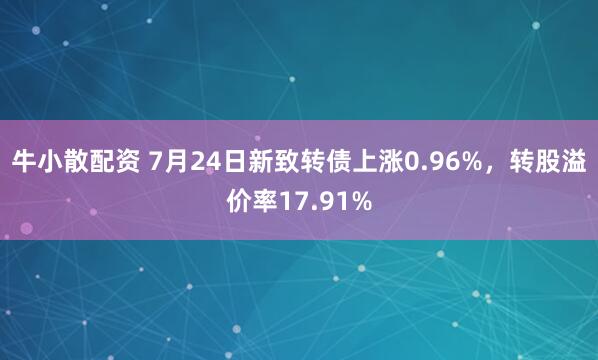 牛小散配资 7月24日新致转债上涨0.96%，转股溢价率17.91%